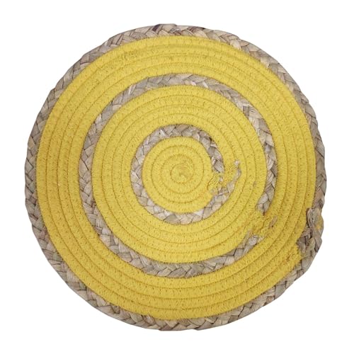 YWQHS 18–30 cm runde, gewebte Tischsets, handgefertigt aus geflochtener natürlicher Wasserhyazinthe mit Baumwollkordel, hitzebeständig von YWQHS