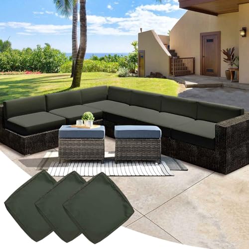 YWQJL 3 Stück Wasserdicht Sofa Sitzkissenbezug Mit Reißverschluss Outdoor Sitzkissen Wetterfest Sofa Seat Cushion Cover Gartenkissen Kissenbezüge Für Loungemöbel(#15,60x60x10cm/3pc) von YWQJL