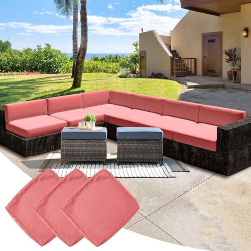 YWQJL 3 Stück Wasserdicht Sofa Sitzkissenbezug Mit Reißverschluss Outdoor Sitzkissen Wetterfest Sofa Seat Cushion Cover Gartenkissen Kissenbezüge Für Loungemöbel(#25,65x65x10cm/3pc) von YWQJL
