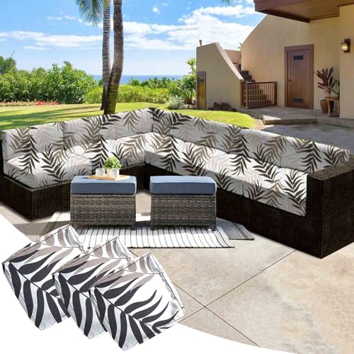 YWQJL 3 Stück Wasserdicht Sofa Sitzkissenbezug Mit Reißverschluss Outdoor Sitzkissen Wetterfest Sofa Seat Cushion Cover Gartenkissen Kissenbezüge Für Loungemöbel(#27,33x65x10cm/3pc) von YWQJL