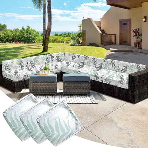 YWQJL 3 Stück Wasserdicht Sofa Sitzkissenbezug Mit Reißverschluss Outdoor Sitzkissen Wetterfest Sofa Seat Cushion Cover Gartenkissen Kissenbezüge Für Loungemöbel(#28,50x50x5cm/3pc) von YWQJL