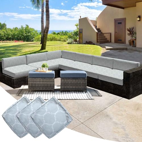 YWQJL 3 Stück Wasserdicht Sofa Sitzkissenbezug Mit Reißverschluss Outdoor Sitzkissen Wetterfest Sofa Seat Cushion Cover Gartenkissen Kissenbezüge Für Loungemöbel(#30,55x45x10cm/3pc) von YWQJL