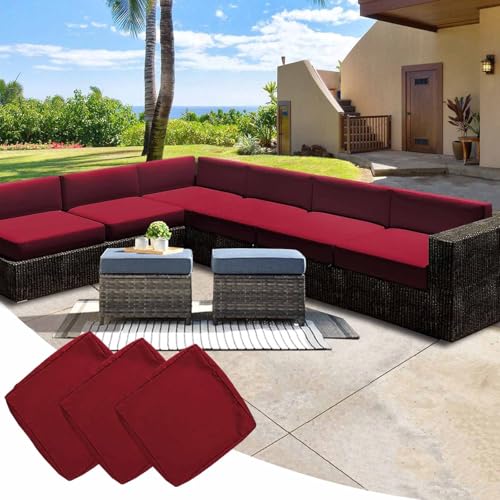 YWQJL 3 Stück Wasserdicht Sofa Sitzkissenbezug Mit Reißverschluss Outdoor Sitzkissen Wetterfest Sofa Seat Cushion Cover Gartenkissen Kissenbezüge Für Loungemöbel(#5,55x45x10cm/3pc) von YWQJL
