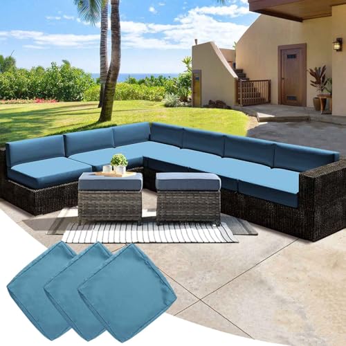 YWQJL 3 Stück Wasserdicht Sofa Sitzkissenbezug Mit Reißverschluss Outdoor Sitzkissen Wetterfest Sofa Seat Cushion Cover Gartenkissen Kissenbezüge Für Loungemöbel(#7,60x55x10cm/3pc) von YWQJL