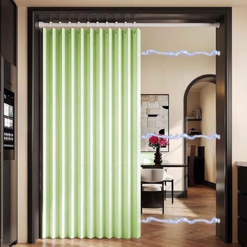 YWQJL Falttürvorhang,Mit Teleskopstange,Magnetischer Türvorhang mit Verdunkelung, Faltbarer Raumteiler für Bad/Schlafzimmer/Wohnzimmer, Akkordeon-Design(*3,W 240*H 220cm) von YWQJL