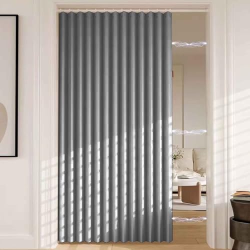 YWQJL Falttürvorhang,Mit Teleskopstange,Magnetischer Türvorhang mit Verdunkelung, Faltbarer Raumteiler für Bad/Schlafzimmer/Wohnzimmer, Akkordeon-Design(01,W 180*H 200cm) von YWQJL