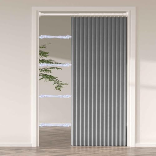 YWQJL Falttürvorhang,Mit Teleskopstange,Magnetischer Türvorhang mit Verdunkelung, Faltbarer Raumteiler für Bad/Schlafzimmer/Wohnzimmer, Akkordeon-Design(01,W200*H180cm) von YWQJL