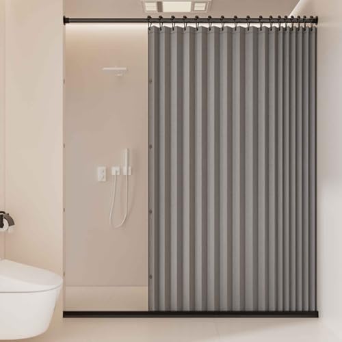 YWQJL Falttürvorhang,Mit Teleskopstange,Magnetischer Türvorhang mit Verdunkelung, Faltbarer Raumteiler für Bad/Schlafzimmer/Wohnzimmer, Akkordeon-Design(01,W200*H200) von YWQJL