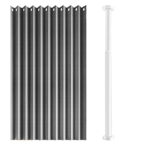 YWQJL Falttürvorhang,Mit Teleskopstange,Magnetischer Türvorhang mit Verdunkelung, Faltbarer Raumteiler für Bad/Schlafzimmer/Wohnzimmer, Akkordeon-Design(04,W 150*H 180cm) von YWQJL