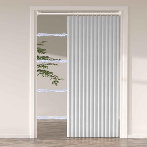 YWQJL Falttürvorhang,Mit Teleskopstange,Magnetischer Türvorhang mit Verdunkelung, Faltbarer Raumteiler für Bad/Schlafzimmer/Wohnzimmer, Akkordeon-Design(04,W150*H200cm) von YWQJL