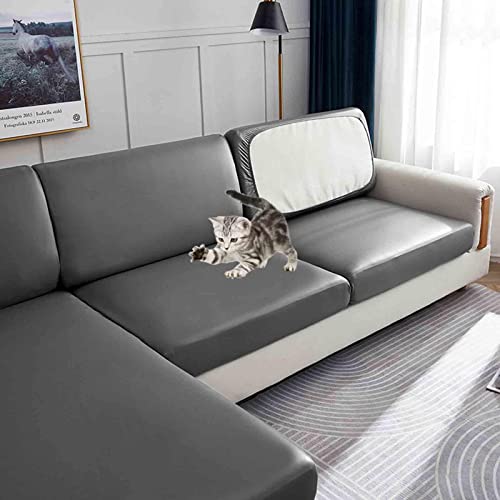 YWQJL Hochdehnbarer Pu-sofabezug Sofabezug L Form Couch Überzug Wasserdicht Kratzfest Elastische Couch Kissenbezüge Für 4/3/2/1 Sitzer Für Wohnzimmer,Darkgrey-1Seater(50-63cm) von YWQJL