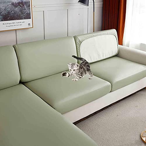 YWQJL Hochdehnbarer Pu-sofabezug Sofabezug L Form Couch Überzug Wasserdicht Kratzfest Elastische Couch Kissenbezüge Für 4/3/2/1 Sitzer Für Wohnzimmer,Green-Large1Seater(65-85cm) von YWQJL