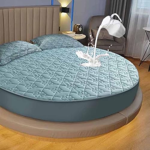 YWQJL Matratzenschoner Wasserdicht Matratzenauflage Wasserdicht Runder Matratzen Topper Spannbettlaken Boxspringbett Atmungsaktiv Mattress Protector(02,Diameter150cm) von YWQJL