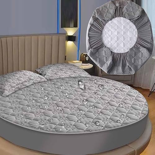 YWQJL Matratzenschoner Wasserdicht Matratzenauflage Wasserdicht Runder Matratzen Topper Spannbettlaken Boxspringbett Atmungsaktiv Mattress Protector(02,Diameter220cm) von YWQJL