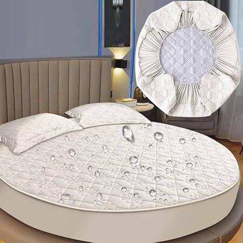 YWQJL Matratzenschoner Wasserdicht Matratzenauflage Wasserdicht Runder Matratzen Topper Spannbettlaken Boxspringbett Atmungsaktiv Mattress Protector(03,Diameter200cm) von YWQJL