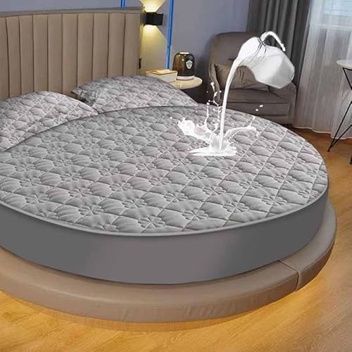 YWQJL Matratzenschoner Wasserdicht Matratzenauflage Wasserdicht Runder Matratzen Topper Spannbettlaken Boxspringbett Atmungsaktiv Mattress Protector(03,Diameter200cm) von YWQJL