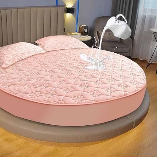 YWQJL Matratzenschoner Wasserdicht Matratzenauflage Wasserdicht Runder Matratzen Topper Spannbettlaken Boxspringbett Atmungsaktiv Mattress Protector(04,Diameter150cm) von YWQJL