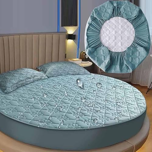 YWQJL Matratzenschoner Wasserdicht Matratzenauflage Wasserdicht Runder Matratzen Topper Spannbettlaken Boxspringbett Atmungsaktiv Mattress Protector(04,Diameter220cm) von YWQJL