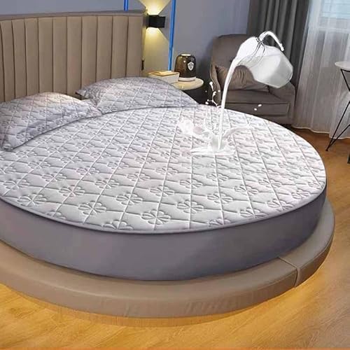 YWQJL Matratzenschoner Wasserdicht Matratzenauflage Wasserdicht Runder Matratzen Topper Spannbettlaken Boxspringbett Atmungsaktiv Mattress Protector(05,Diameter100cm) von YWQJL