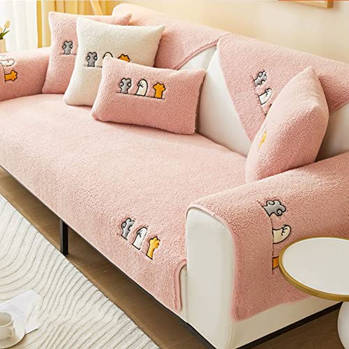 YWQJL Samt Sofabezug 1 2 3 4 sitzer,L Form Sofaüberwurf,Sofa überzug Ecksofa Pets Dog,Anti-rutsch Sofa sofaschoner,rutschfest Sofa Abdeckung,Pink-110x180cm von YWQJL