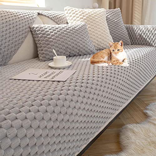 YWQJL Samt Sofabezug Antirutsch 3/2/1/4 Sitzer L Form Sofaüberwurf sofaschutz Katze Sofaschoner,Couch Bezug Ecksofa Schmutzabweisend Sofaschutz Hund Kratzschutz Katze,F-90x120cm von YWQJL