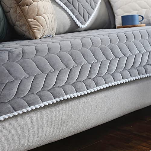 YWQJL Samt Sofabezug Sofaschoner antirutsch1 2 3 4 Sitzer,l Form Sofaüberwurf rutschfest,Sofa Überzug hundedecke Sofa Couch Überzug Couch Überzug Sofa Überwurf,Grey-Kissenbezug（45x45cm） von YWQJL