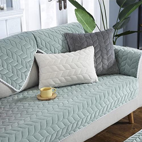 YWQJL Samt Sofabezug Sofaschoner antirutsch1 2 3 4 Sitzer,l Form Sofaüberwurf rutschfest,Sofa Überzug hundedecke Sofa Couch Überzug Couch Überzug Sofa Überwurf,green-110x210cm von YWQJL