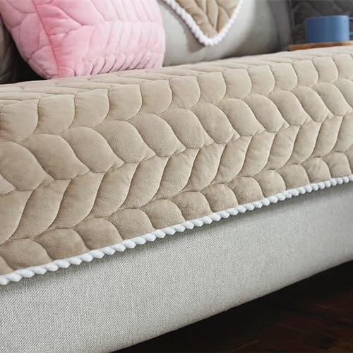 YWQJL Samt Sofabezug Sofaschoner antirutsch1 2 3 4 Sitzer,l Form Sofaüberwurf rutschfest,Sofa Überzug hundedecke Sofa Couch Überzug Couch Überzug Sofa Überwurf (Braun, Kissenbezug（45x45cm）) von YWQJL