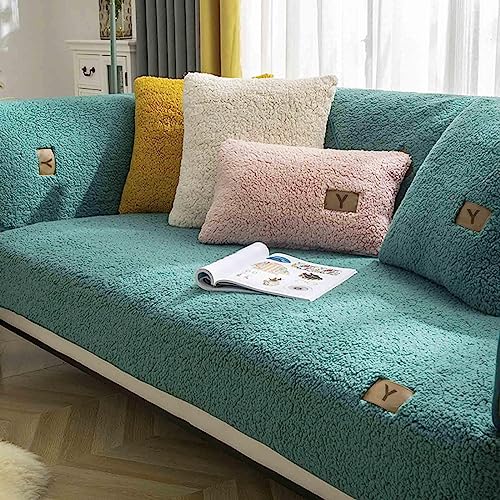 YWQJL Samt Sofabezug Sofaschoner rutschfest 1 2 3 4 Sitzer,l Form Sofaüberwurf,Sofa Überzug Ecksofa Pets Dog Couch Überzug Couch Überzug Sofa Überwurf (Grün, 70x90cm) von YWQJL