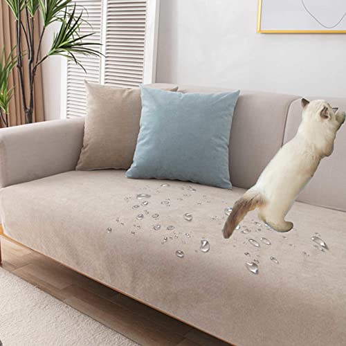 YWQJL Samt Sofabezug Sofaschoner rutschfest 1 2 3 4 Sitzer,l Form Sofaüberwurf,Sofa Überzug Ecksofa Pets Dog Couch Überzug Couch Überzug Sofa Überwurf (Khaki, 90x120cm) von YWQJL