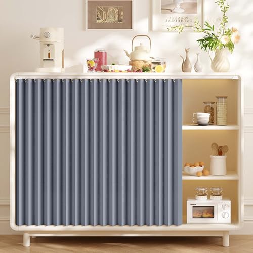 YWQJL Schrank Vorhänge Staubdichter Vorhang Für Regale Mit Gleitschienen Vorhang Küchenschrank Schrankvorhang Zum Schieben Schrank Vorhang Verdunklungsvorhänge(#7,W45xH70cm) von YWQJL