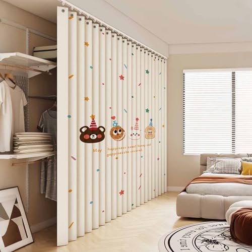 YWQJL Schrank Vorhang Schrankvorhang Zum Schieben Mit Gleitschienen Vorhang Küchenschrank Staubdichter Verdunklungsvorhänge Vorhang Für Schrank Schrankvorhänge(#1,W180cmxH180cm) von YWQJL