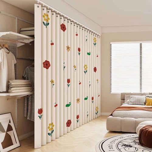 YWQJL Schrank Vorhang Schrankvorhang Zum Schieben Mit Gleitschienen Vorhang Küchenschrank Staubdichter Verdunklungsvorhänge Vorhang Für Schrank Schrankvorhänge(#8,W120cmxH200cm) von YWQJL