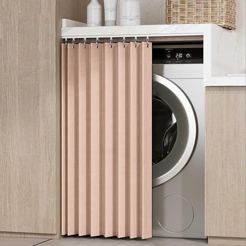 YWQJL Schrank Vorhang Selbstklebend Vorhang Für Regal Schrankvorhang Zum Schieben Vorhang Küchenschrank Regal Vorhang Mit Schiene Wasserdicht Schrankvorhänge(#2,75x90cm) von YWQJL