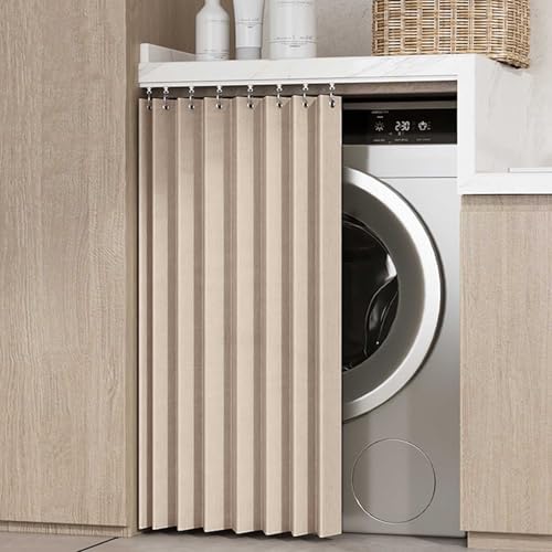 YWQJL Schrank Vorhang Selbstklebend Vorhang Für Regal Schrankvorhang Zum Schieben Vorhang Küchenschrank Regal Vorhang Mit Schiene Wasserdicht Schrankvorhänge(#3,80x100cm) von YWQJL