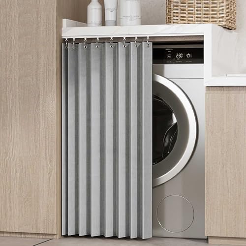 YWQJL Schrank Vorhang Selbstklebend Vorhang Für Regal Schrankvorhang Zum Schieben Vorhang Küchenschrank Regal Vorhang Mit Schiene Wasserdicht Schrankvorhänge(#7,80x100cm) von YWQJL