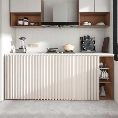 YWQJL Schrank Vorhang Selbstklebend Vorhang Mit Schiene Vorhang Für Küchenschrank Verdunklungsvorhänge Schrankvorhang Staubdichter Vorhang Für Offenes Regal(#1,W140xH100cm) von YWQJL