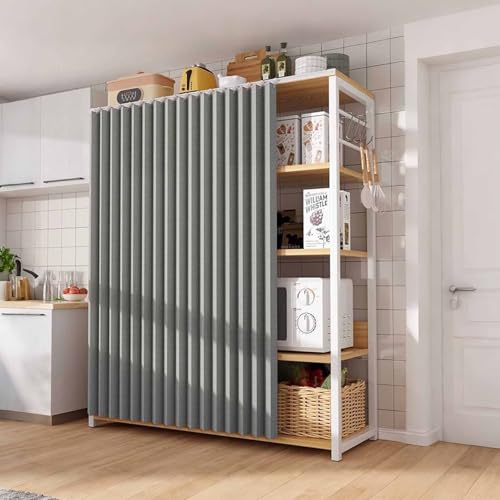 YWQJL Schrank Vorhang Staubdichter Vorhang Für Regal Selbstklebend Schrankvorhang Regal Vorhang Mit Gleitschienen Vorhang Für Schrank Verdunklungsvorhänge(#3,W120xH150cm) von YWQJL