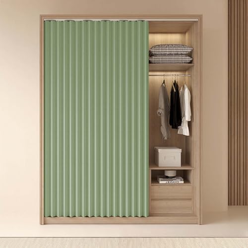 YWQJL Schrank Vorhang Türvorhang SchrankVorhang Zum Schieben Mit Gleitschienen Staubdichter Vorhang Für Schrank Wasserdicht Verdunklungsvorhänge Schrankvorhänge(#4,W150xH220cm/2pc) von YWQJL