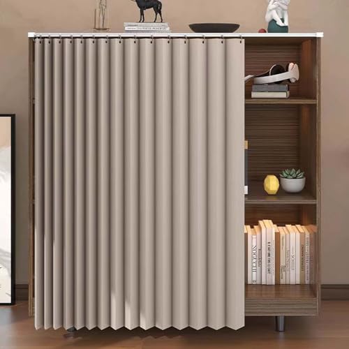 YWQJL Schrank Vorhang Vorhang Für Offenes Regal Selbstklebend Schrankvorhang Verdunklungsvorhänge Vorhang Küchenschrank Vorhang Mit Schiene Vorhang Für Schrank(#4,W70xH80) von YWQJL