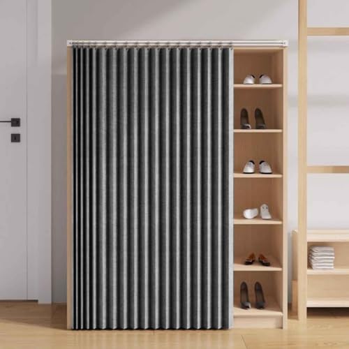 YWQJL Schrankvorhänge Für Küche, Kleiderschrank, Badezimmer, Staubdichter Vorhang Für Regale, Wandpaneele, Regal Vorhang, Coffee Shop Vorhang, Schrank Schatten Vorhang(1,W*H/280 * 220cm) von YWQJL