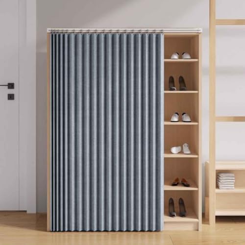 YWQJL Schrankvorhänge Für Küche, Kleiderschrank, Badezimmer, Staubdichter Vorhang Für Regale, Wandpaneele, Regal Vorhang, Coffee Shop Vorhang, Schrank Schatten Vorhang(3,(W130*H200cm) 2pcs) von YWQJL