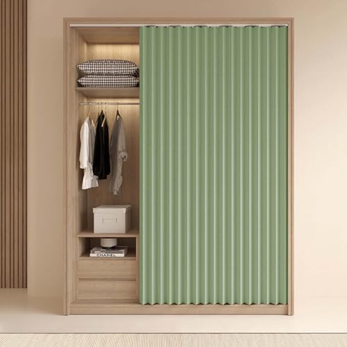 YWQJL Schrankvorhänge Schrankvorhang Zum Schieben Tür Vorhang Dustproof Schrank Vorhang Selbstklebend Raumteiler Vorhang Mit Schienen Vorhang Für Schrank(#5,W150xH220cm/2pc) von YWQJL