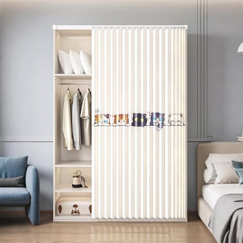 YWQJL Schrankvorhänge Selbstklebend Schrank Vorhang Zum Schieben Waschbar Staubdichter Vorhang Privatsphäre Verdunklungsgardine Raumteiler Vorhang Mit Schienen(#1,W300xH240cm) von YWQJL