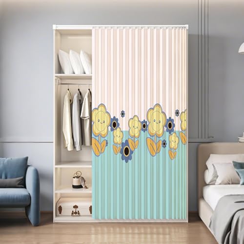 YWQJL Schrankvorhänge Selbstklebend Schrank Vorhang Zum Schieben Waschbar Staubdichter Vorhang Privatsphäre Verdunklungsgardine Raumteiler Vorhang Mit Schienen(#2,W180xH220cm) von YWQJL