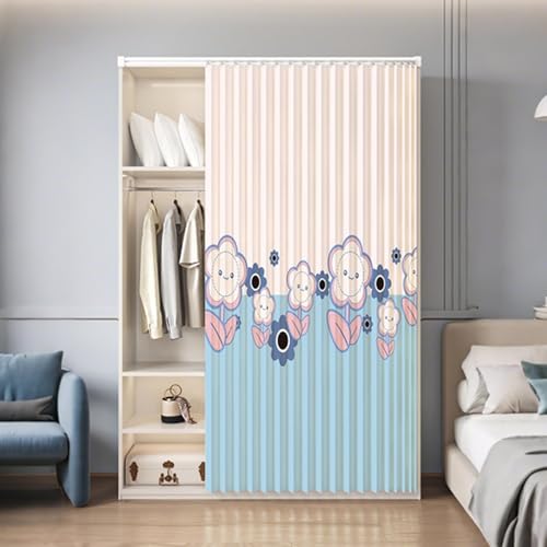 YWQJL Schrankvorhänge Selbstklebend Schrank Vorhang Zum Schieben Waschbar Staubdichter Vorhang Privatsphäre Verdunklungsgardine Raumteiler Vorhang Mit Schienen(#3,W300xH180cm) von YWQJL