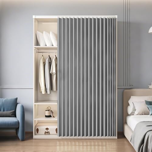 YWQJL Schrankvorhänge Selbstklebend Schrank Vorhang Zum Schieben Waschbar Staubdichter Vorhang Privatsphäre Verdunklungsgardine Raumteiler Vorhang Mit Schienen(#4,W300xH200cm) von YWQJL