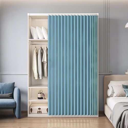 YWQJL Schrankvorhänge Selbstklebend Schrank Vorhang Zum Schieben Waschbar Staubdichter Vorhang Privatsphäre Verdunklungsgardine Raumteiler Vorhang Mit Schienen(#7,W300xH200cm) von YWQJL