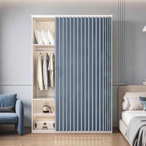 YWQJL Schrankvorhänge Selbstklebend Schrank Vorhang Zum Schieben Waschbar Staubdichter Vorhang Privatsphäre Verdunklungsgardine Raumteiler Vorhang Mit Schienen(#8,W240xH240cm) von YWQJL