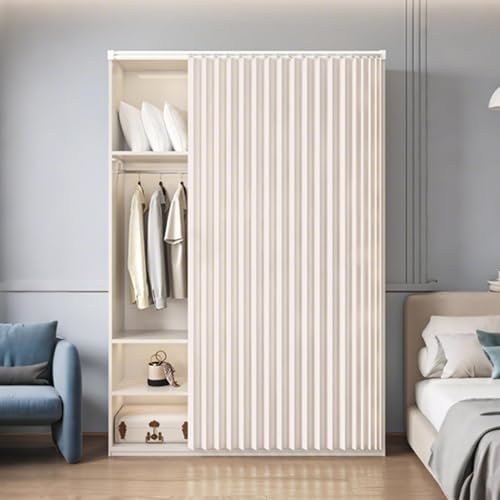 YWQJL Schrankvorhänge Selbstklebend Schrank Vorhang Zum Schieben Waschbar Staubdichter Vorhang Privatsphäre Verdunklungsgardine Raumteiler Vorhang Mit Schienen(#9,W300xH220cm) von YWQJL